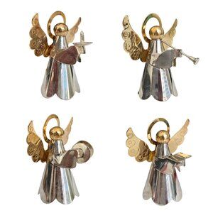 Vintage Silver and Gold Plated Angel Christmas Ornaments - Set of 4